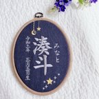 作品夜空の刺繍命名書𖤐⡱ ファブリックパネル　壁掛け命名ボード