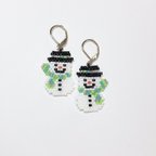 作品《冬限定》雪だるまピアス☺︎蛍光グリーン✖️ミントグリーン