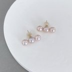 作品1点限定　special color pearl line earrings