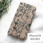 作品◆完成品◆  ミナペルホネン  letter of flower ピンクベージュ　手帳型スマホケース　スマホショルダーとしても