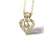 作品「Christian Dior」 Vintage Gold Tone Rhinestone Heart Design Necklace