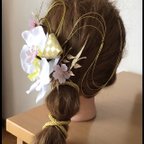 作品＊新作＊ 髪飾り 紐アレンジ 水引アレンジ 胡蝶蘭 桜 ヘアアクセサリー　ウエディング　ブライダル　結婚式 成人式  卒業式 前撮り ヘッドドレス 