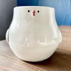 作品白文鳥　鳥ちゃんマグカップ　陶器