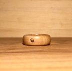 作品木製の指輪  楓×スワロフスキー