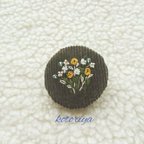 作品刺繍 お花のコーデュロイブローチ no1   (送料込み！！)