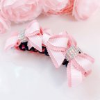 作品【百貨店完売商品】国産木馬リボン使用♡petit ribbon ♡プチリボンバナナクリップ　ピンク