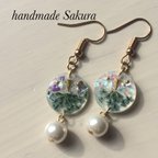 作品押し花ピアス＊グリーン＊