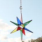 作品ステンドグラスで作成したカラフルな星のサンキャッチャー・窓飾り・光・吊り下げ　Moravian　Star　オーナメント　クリスマス