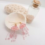 作品くらげのピアス／イヤリング　桃色くらげ