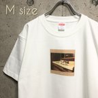 作品Mサイズ 新作 オリジナル 猫柄 フォトTシャツ ベージュ 写真  ティーシャツ