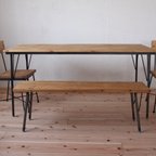 作品【送料無料】【セット割引】PINE DINING TABLE SET(テーブル1500、木材椅子2脚、ベンチ1200)