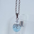 作品【3月の誕生石】アクアマリン&水晶のサージカルステンレス ネックレス ペンダント [March birthstone] Aquamarine stainless steel necklace