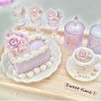 作品No.A95　ハート型デコレーションケーキ　薔薇のケーキ