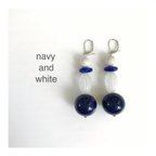 作品[SALE!] navy × white* 大ぶりピアス / イヤリング