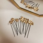 作品ゴールドフラワーヘアアクセサリー ヘアパーツ ヘッドパーツ ヘッドドレス 髪飾り ウェディングアクセサリー 結婚式 お呼ばれ