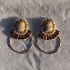 作品【選べる金具】 Embroidery *gold hoop earrings 