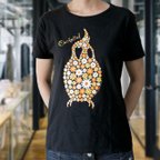 作品オカメインコフラワーTシャツ / ブラック