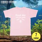 作品キャンプTシャツ「Good day」淡色＋白デザイン S〜XL