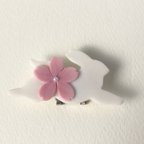 作品うさぎと桜　帯留