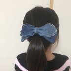 作品デニム  リボンヘアゴム