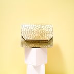 作品【◎大人可愛いミニ財布◎】イタリアンレザーの型押しコロンとしたミニ財布(ライトゴールド系のグラデーション)