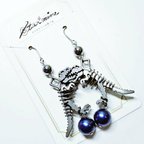 作品【再入荷】ピアス/イヤリング☆テラヘルツ鉱石、恐竜パーツ、シルキーパール【品番:052】