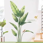作品M303ウォールステッカー 芭蕉 鳥 観葉植物 緑葉 植物 シール壁紙 インテリア