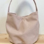 作品ワンショルダー　バケツ型　トートbag  トートバッグ　帆布　くすみピンク