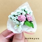 作品ミニチュア  カーネーションの花束(ピンク)