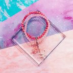 作品 天然石 犬 Rhodochrosite rose quartz パブレスレット