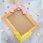 作品『🌸春満開🌸フォトスタンド』♡桜・菜の花♡　◎つまみ細工◎＊ギフト・プレゼント・お祝いに＊