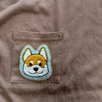 作品手刺繍ブローチ ドアップ！柴犬くん(茶色)