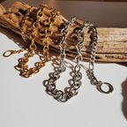 作品Double Toggle Thick Chain Necklace チェーン太いシルバー ゴールド Yライン Y字 ロング シンプル