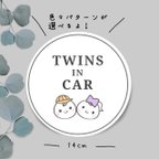 作品【TWINS IN CAR】　兄弟　姉妹　双子　孫　カーステッカー　キッズインカー　ベビーインカー