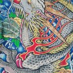 作品刺青ボディスーツ「龍と紫陽花、鯉と牡丹」刺青肉襦袢