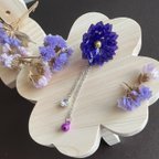 作品紫のお花の鈴ピアス
