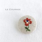 作品【mini】ビオラの刺繍ブローチ③