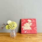 作品着物のファブリックパネル　アンティークに咲く牡丹　サスティナブル  着物リメイク　インテリア  Kimono fabric panel interior  壁飾り　ギフト　古民家