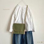 作品ミリタリー風＊サコッシュ＊帆布＊オリーブグリーン