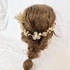 作品お花のデコレーションヘアバンド　カチューシャ　成人式　結婚式　ヘアアクセサリー　ヘッドアクセ　人気