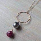 作品K14GF ruby & tahitian pearl necklace