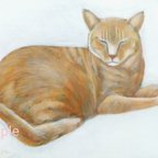 作品Smiling Tabby Cat 真作　アクリル絵画作品　アート