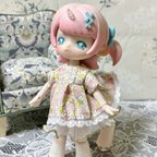 作品1/12ドール　フリルミニワンピース(ピンク・花とベリー)