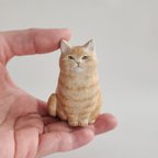 作品【一点もの】小さなおすわり猫さん　置物　（レッド系アメショーさん風）