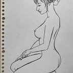 作品絵画 美人画、ペン画（絵のみ）「HOSSORIな私②」（中川雲林）