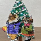 作品猫たちのクリスマス＊　茶トラ猫　ノルウェージャンフォレストキャット　インテリア　猫　インテリア　