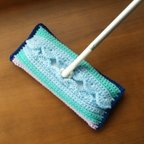 作品爽やかブルーのフローリングモップ  エコモップ  100%アクリル毛糸   手編み