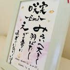 作品癒しの筆文字アート　なないろの羽　希望　飛翔