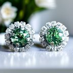 作品イヤリングSWAROVSKI ペリドット 8mm💚ソフトフィットイヤリング使用スワロフスキーオクタントチェーン2.5mm使用