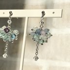 作品＜天然石＞あじさい ピアス／イヤリング⭐️【フローライトAA+】